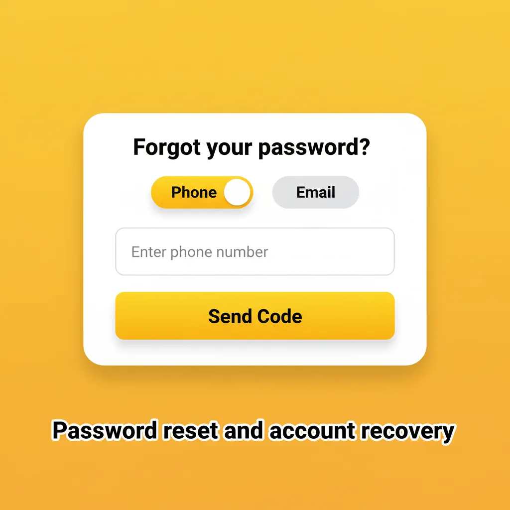 Password reset and recovery steps: Forgot Password link, email/SMS code, set new password, update recovery email, enable 2FA